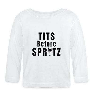 Tits Before Spritz Baby Langarmshirt - Black Print - Weiß