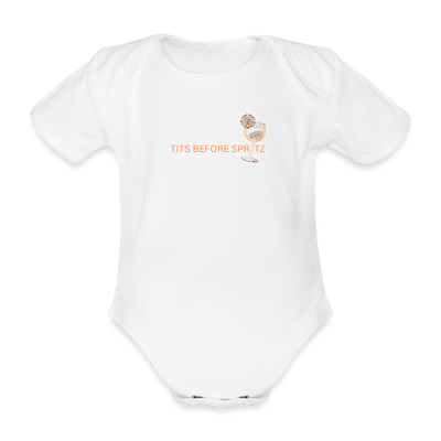 Tits Before Spritz Baby Bio-Kurzarm-Body - Weiß