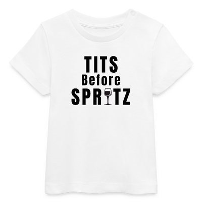 Tits Before Spritz Baby Bio-T-Shirt – Black Print - Weiß