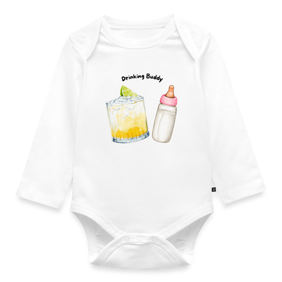 Drinking Buddy Baby Bio-Langarm-Body - Weiß