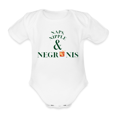 Naps, Nipple & Negronis BodysuitBaby Bio-Kurzarm-Body - Weiß