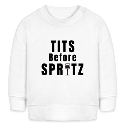 Tits Before Spritz Baby Bio-Sweatshirt - Black Print - Weiß