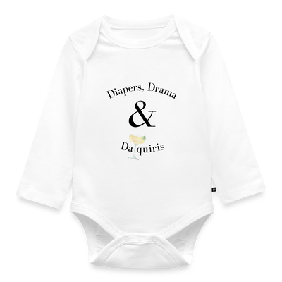 Diapers, Drama & Diaquiris Baby Bio-Langarm-Body - Weiß