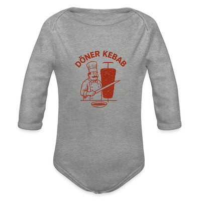 Döner Kebab Baby Bio-Langarm-Body - Grau meliert